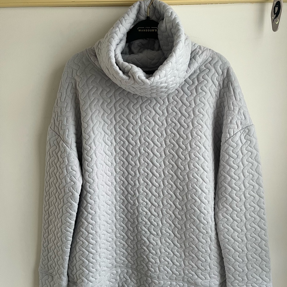 GAP Light Gray Quilted Cowl Neck Sweater